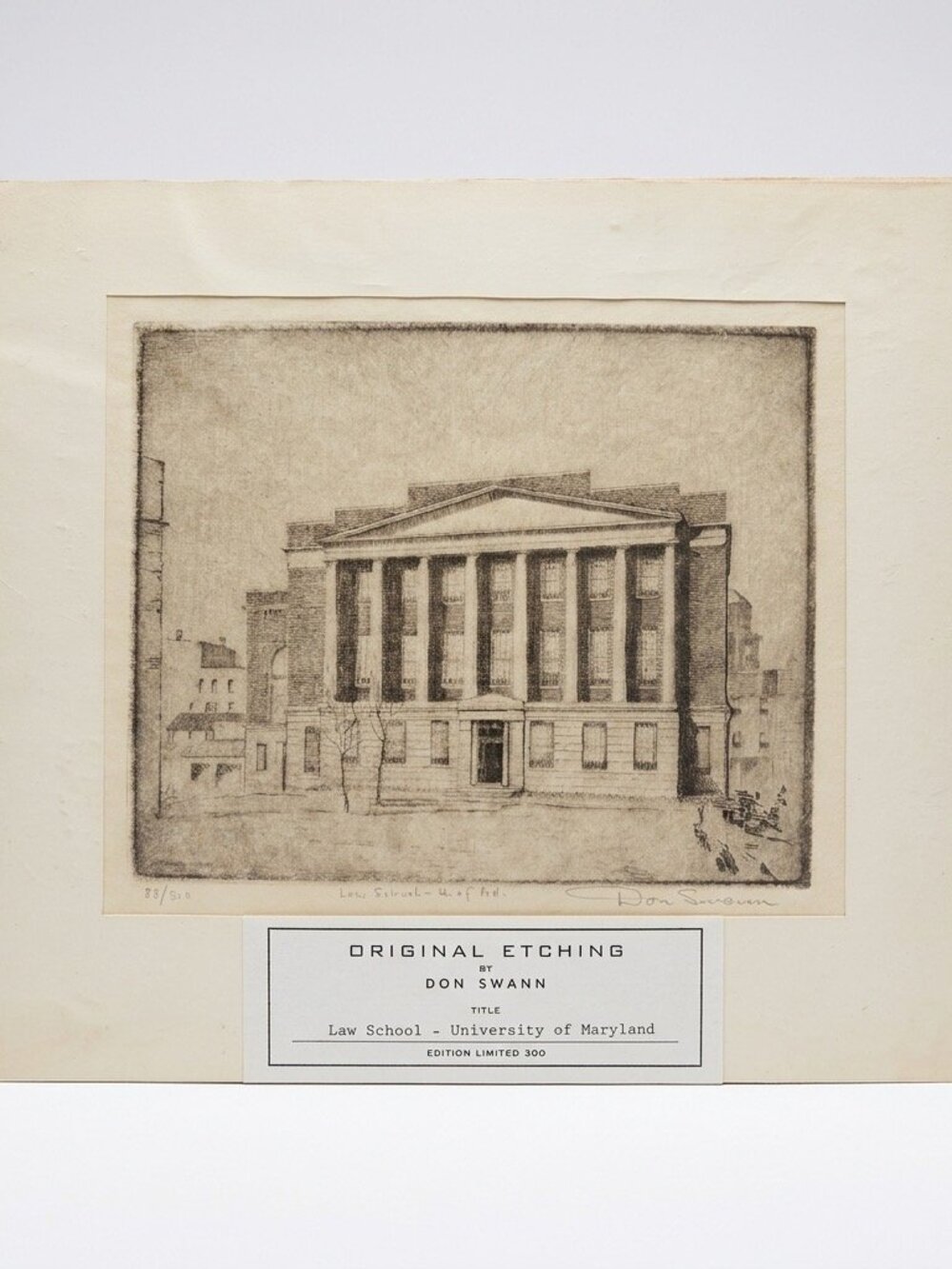 Don Swann Original Etching Law School University Maryland Signed 88/300